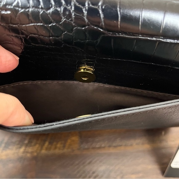 Rachel Zoe Irim Black Croc Crossbody. Vegan Faux Leather. Small - Picture 5 of 6